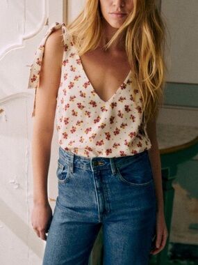 Sezane • Lara printed floral tie blouse tank